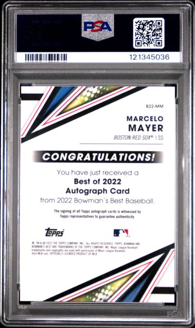 2022 Bowman's Best Marcelo Mayer Best of 20222 On Card Auto PSA 10
