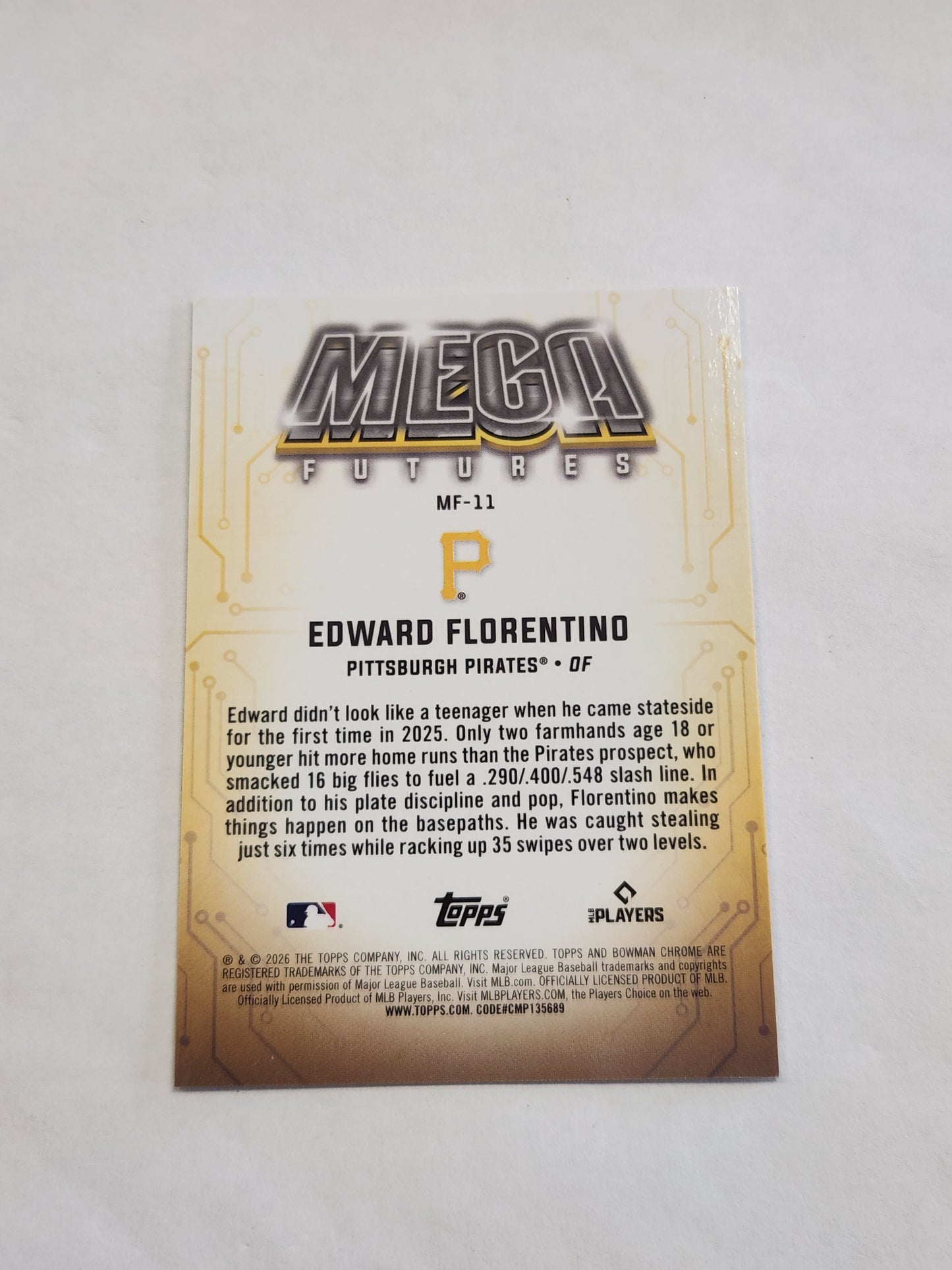 2026 Bowman Chrome Edward Florentino Mega Futures Mojo Refractor Case Hit SSP