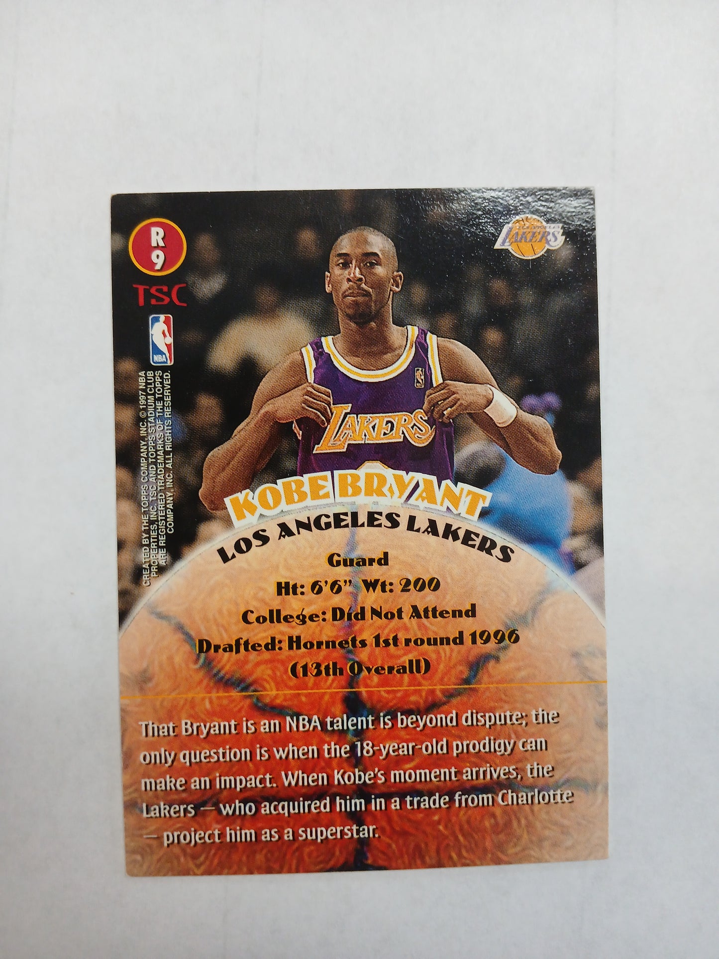 1996 Topps Stadium Club Kobe Bryant R9 Rookie