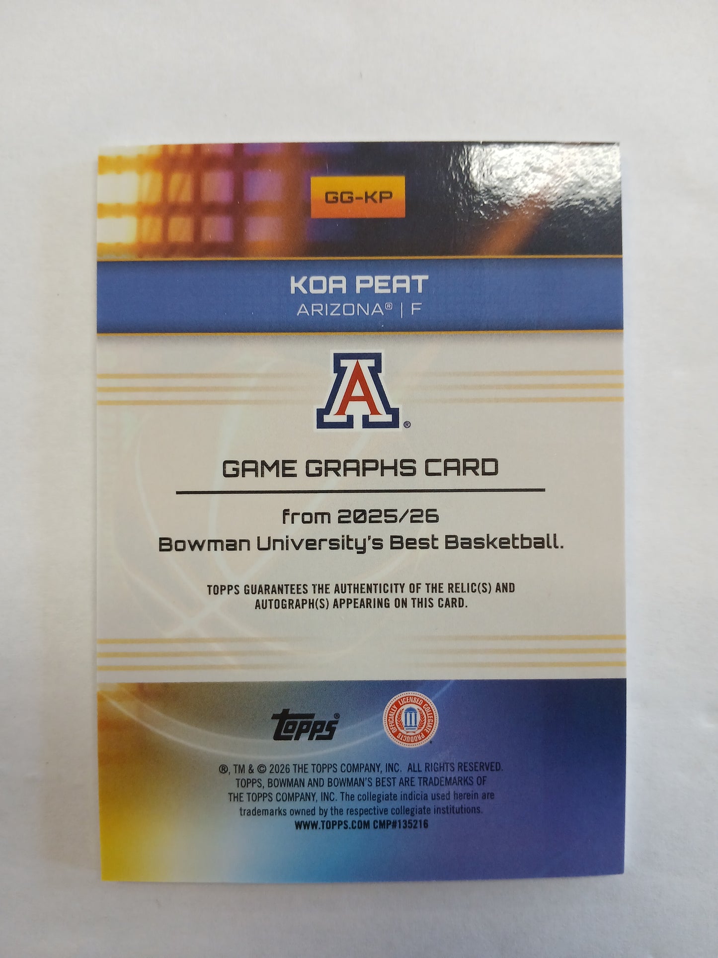 2026 Bowman Best U Koa Peat Game Graphs Patch Auto Gold Refractor #/50