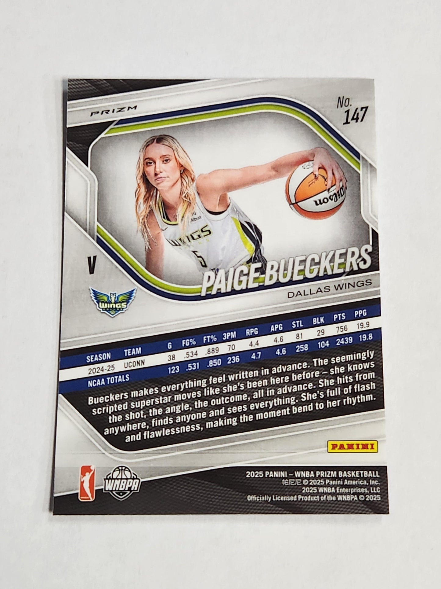 2025 Prizm WNBA Paige Bueckers Blue Velocity Rookie Variation
