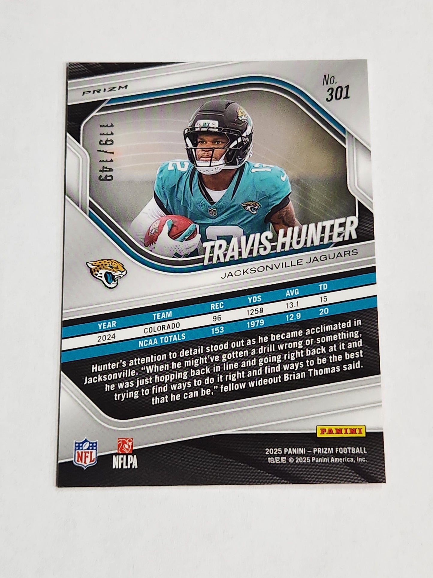 2025 Prizm Travis Hunter Red Wave Rookie #/149