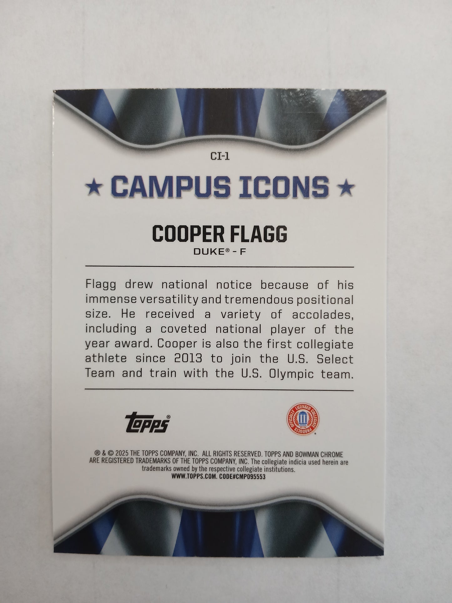 2025 Bowman Chrome U Cooper Flagg Campus Icons Xfractor