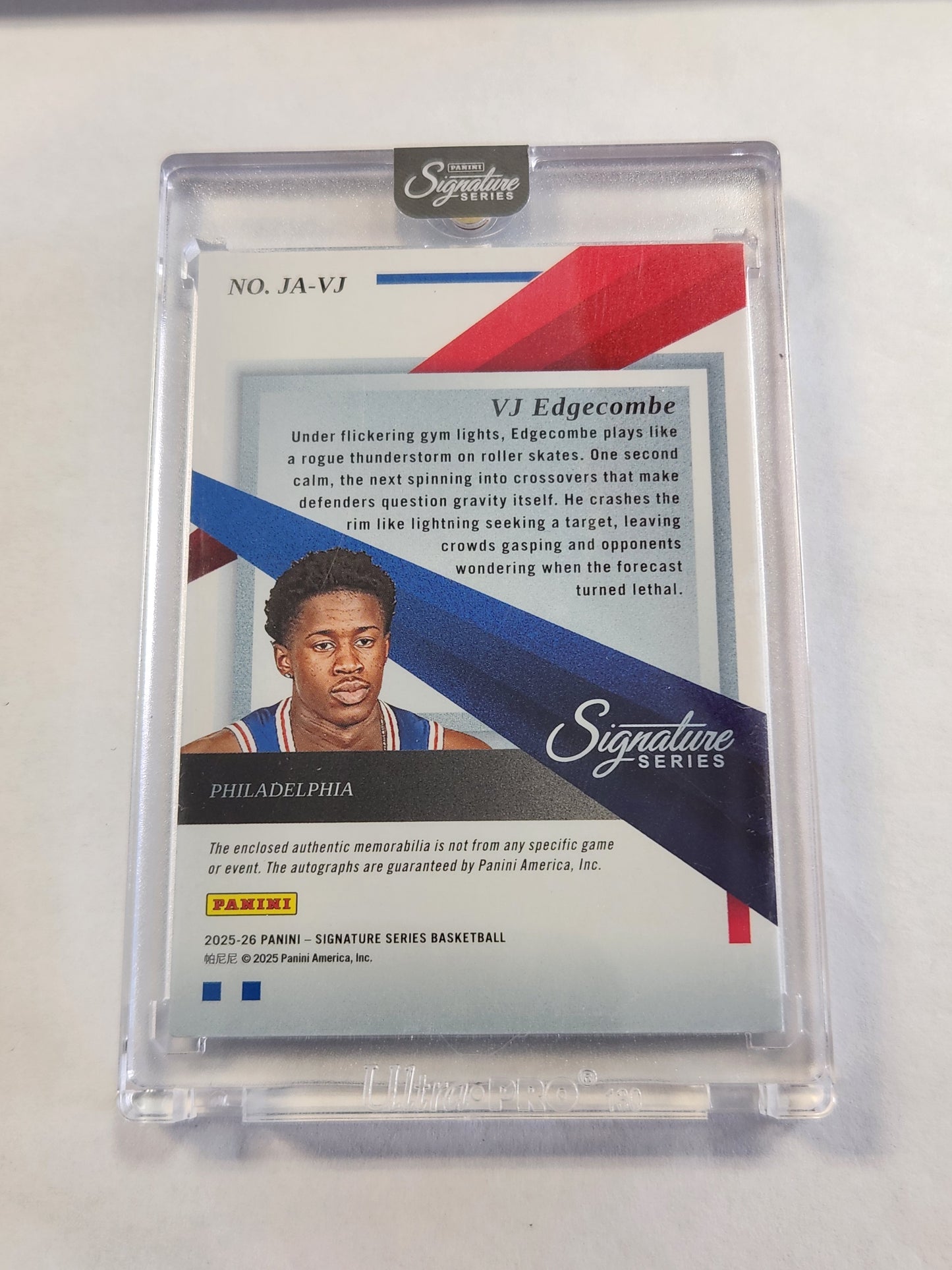 2025 Signature Series VJ Edgecombe Dual Color Patch Rookie On Card Auto #/49