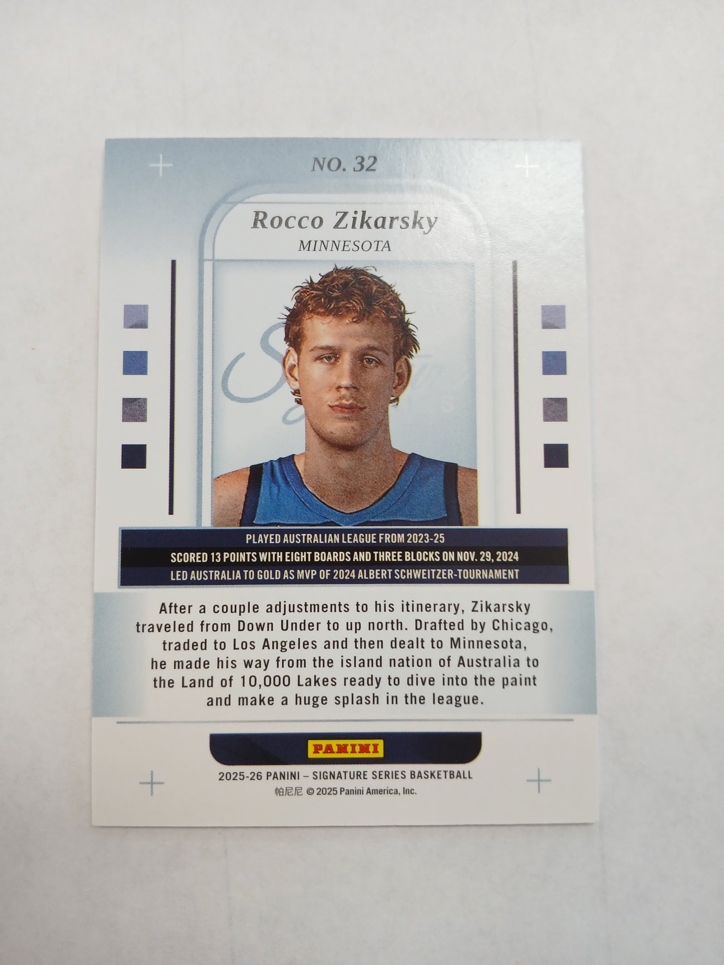 2025 Signature Series Rocco Zikarsky True Gold Rookie #/10