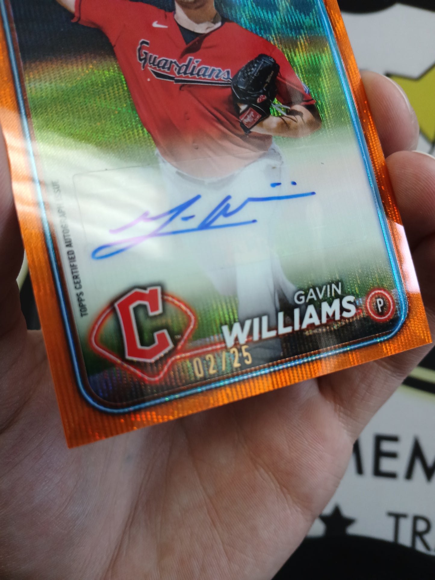 2024 Topps Chrome Gavin Williams Rookie Orange Wave Auto #/25