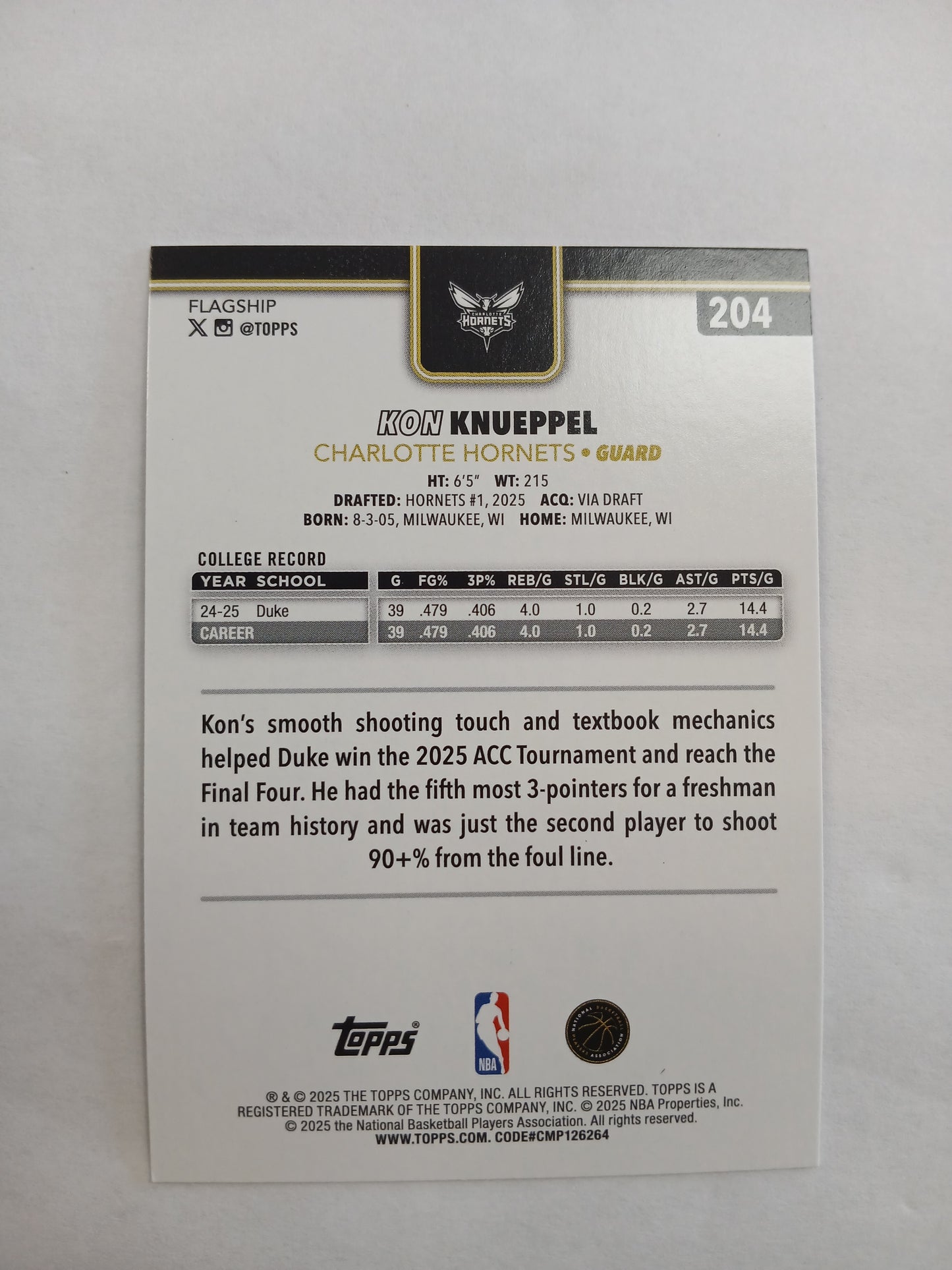 2025 Topps Black Friday Kon Knueppel Target Exclusive Blackout Foil Rookie