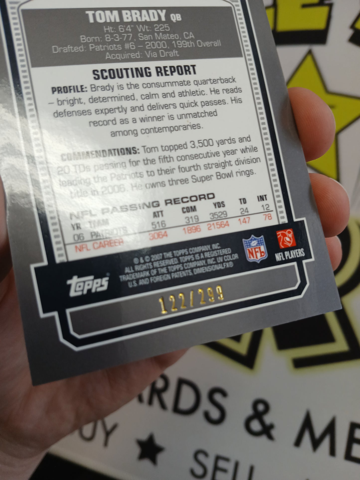 2007 Topps DPP Tom Brady Gray/Grey #/299