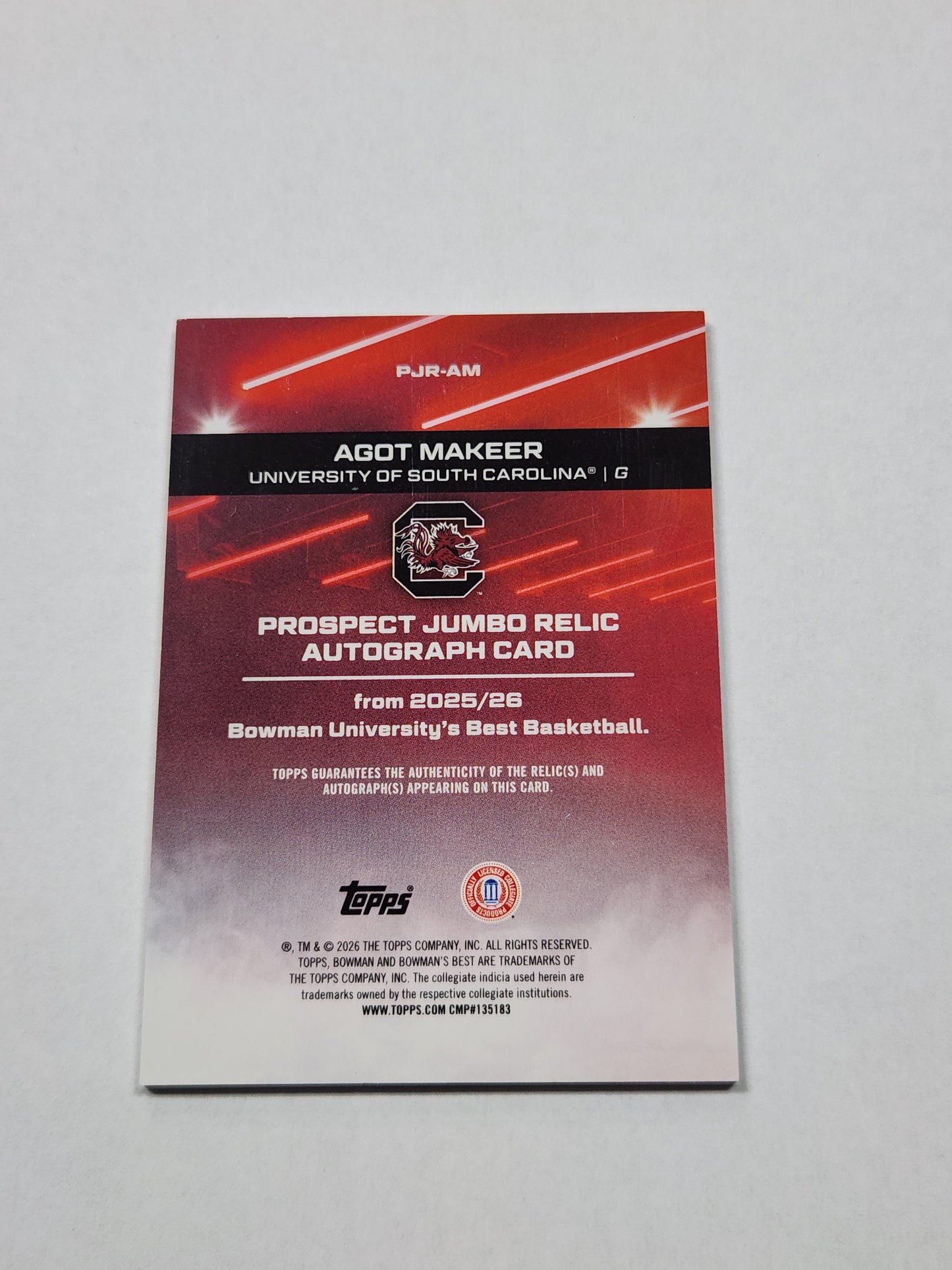 2026 Bowman Best U Agot Makeer Jumbo Letter Patch Red Refractor Auto 1st on the Print #1/5
