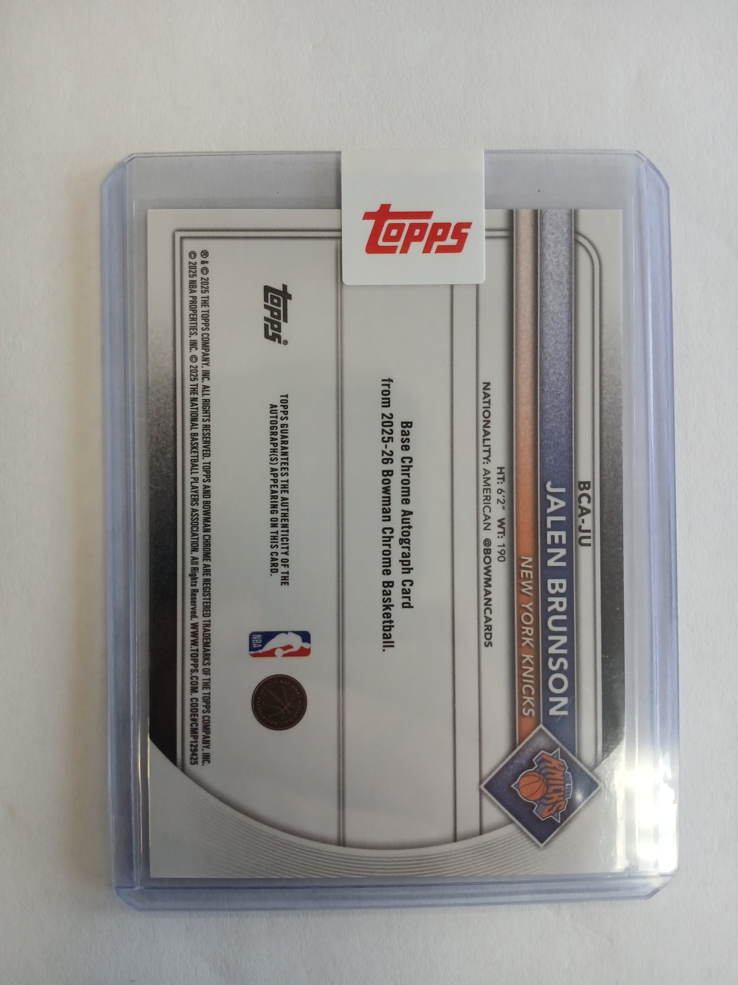 2025 Bowman Chrome Jalen Brunson On Card Auto Black Geometric Refractor #/10