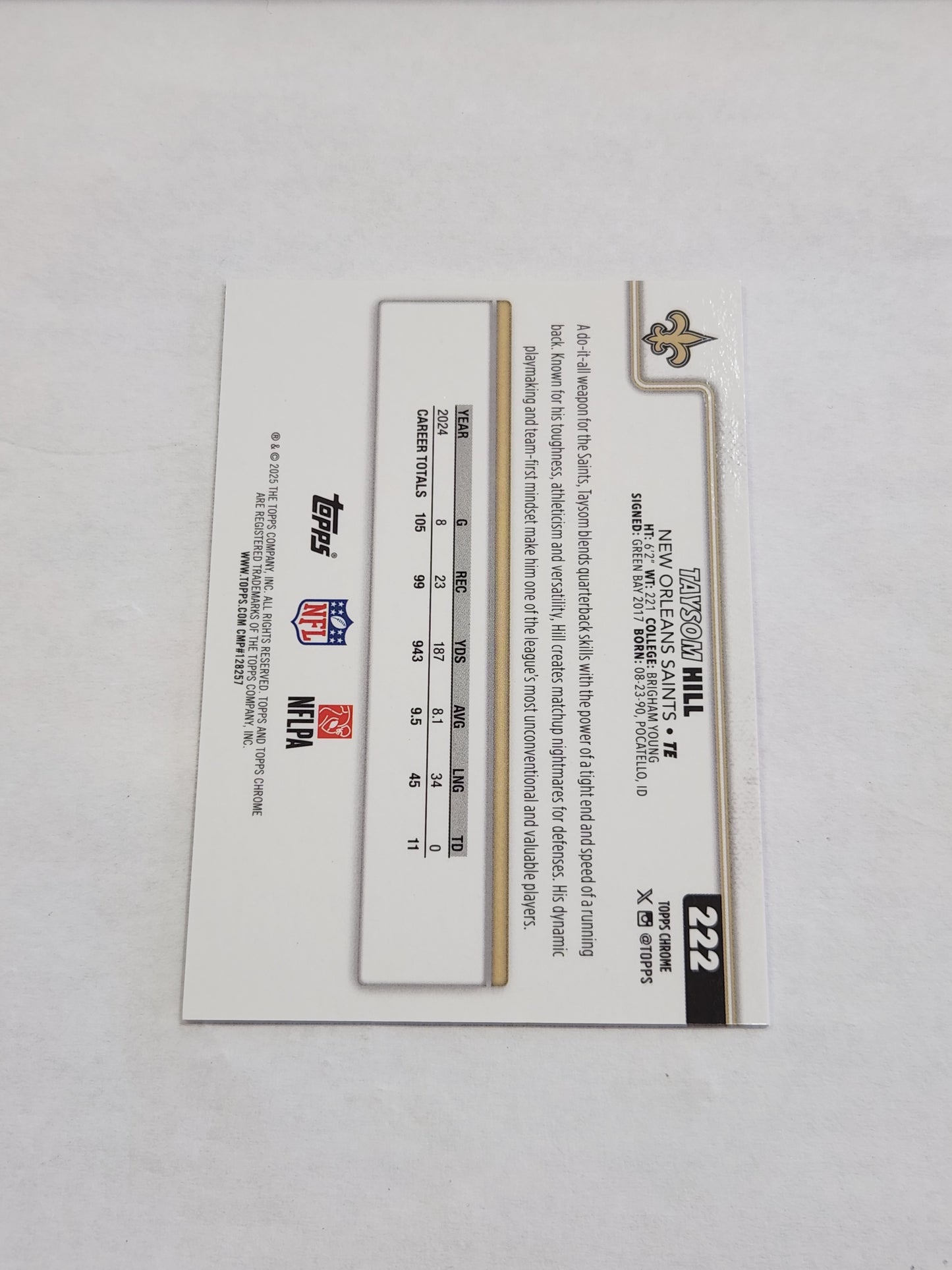 2025 Topps Chrome Taysom Hill Orange Geometric Refractor #/25