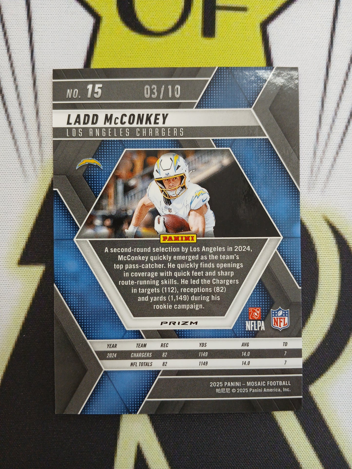 2025 Mosaic Ladd McConkey Pink Mosaic #/10 No. 15