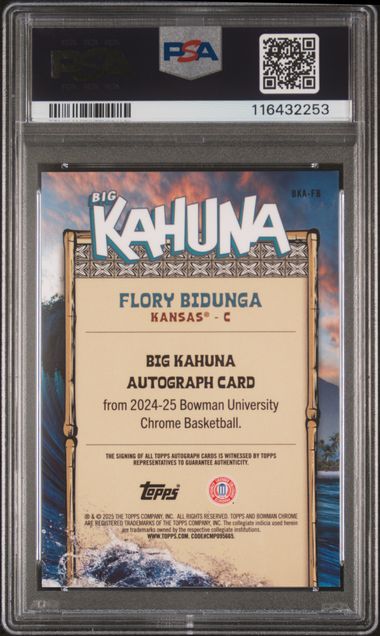 2024 Bowman Chrome U Flory Bidunga The Big Kahuna Case Hit SSP On Card Auto PSA 10