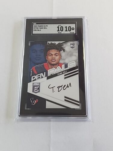 Tank Dell 2023 Donruss Elite Pen Pal Texans RC Black Ink On Card Auto SP SGC 10