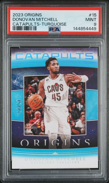 2023 Origins Donovan Mitchell Catapults Turquoise #/25 PSA 9
