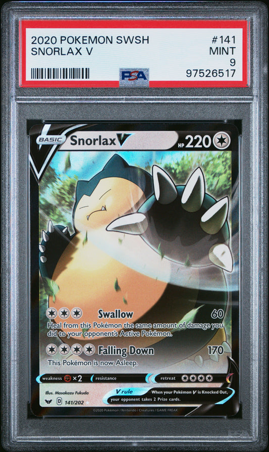 2020 Pokemon Sword & Shield #141 Snorlax V PSA 9