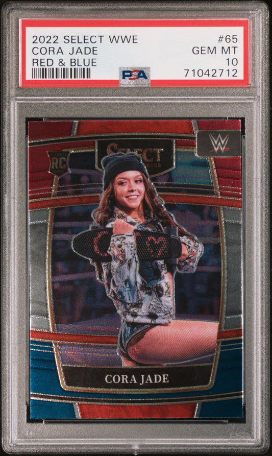 2022 Panini Select Wwe #65 Cora Jade Red & Blue PSA 10 Rc Card