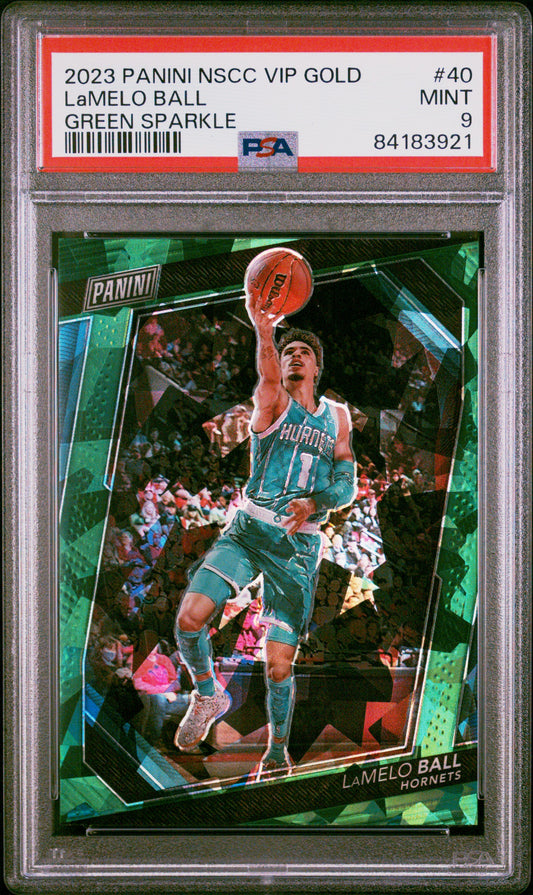 2023 Panini National Vip Gold #40 Lamelo Ball Green Sparkle PSA 9