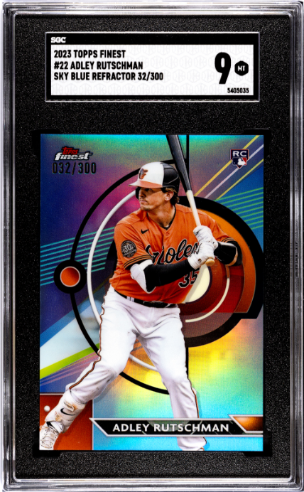 2023 Topps Finest #22 Adley Rutschman Sky Blue Refractor SGC 9 Orioles Card