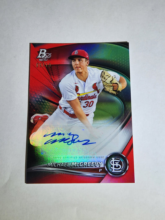 2022 Bowman Platinum Michael Mcgreevy Auto /10 Cardinals