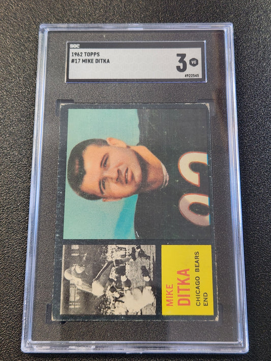 1962 Topps Mike Ditka #17 Rookie SGC 3