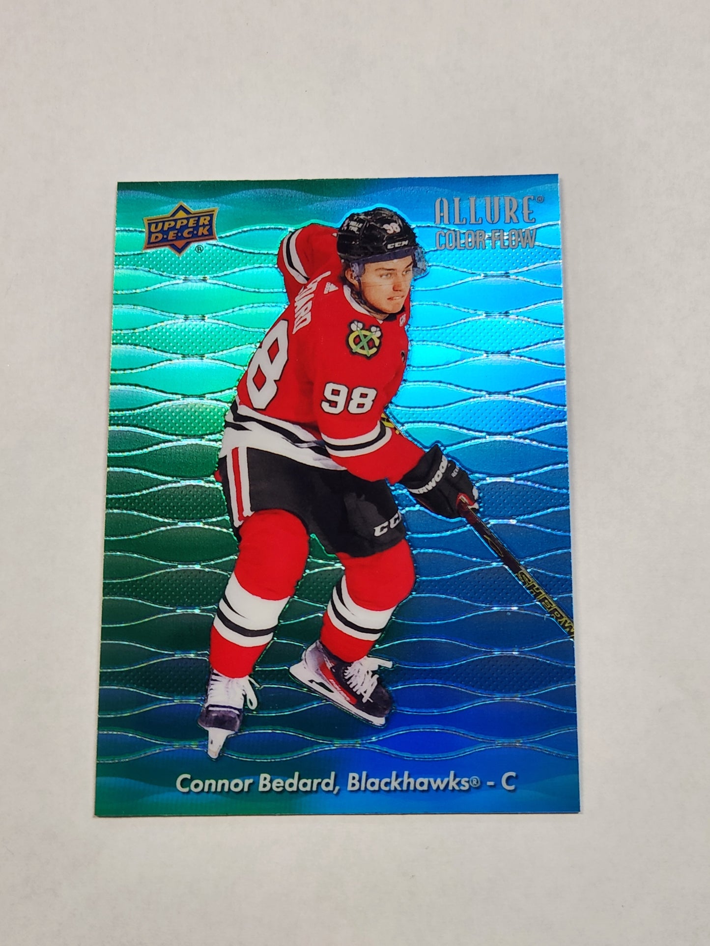 2023-24 Upper Deck Allure #CF-16 Connor Bedard Color Flow Green Blue Blackhawks