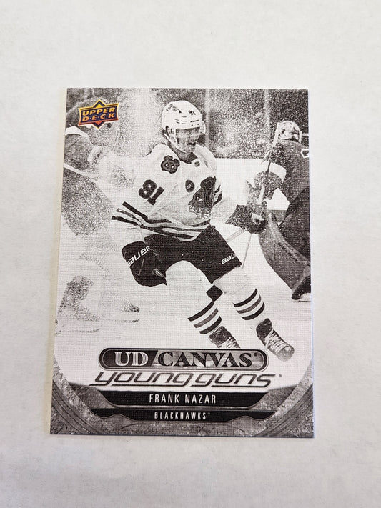 2024-25 Upper Deck Series One Frank Nazar Young Guns C-117 UD Canvas Black White Blackhawks