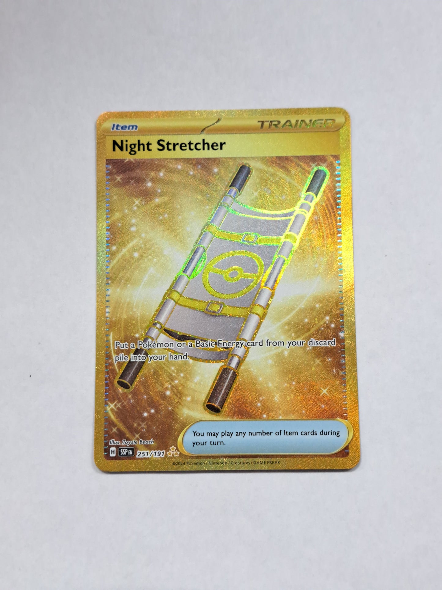 Night Stretcher 251/192 Secret Gold Item SSP Pokemon Trainer Card Tcg