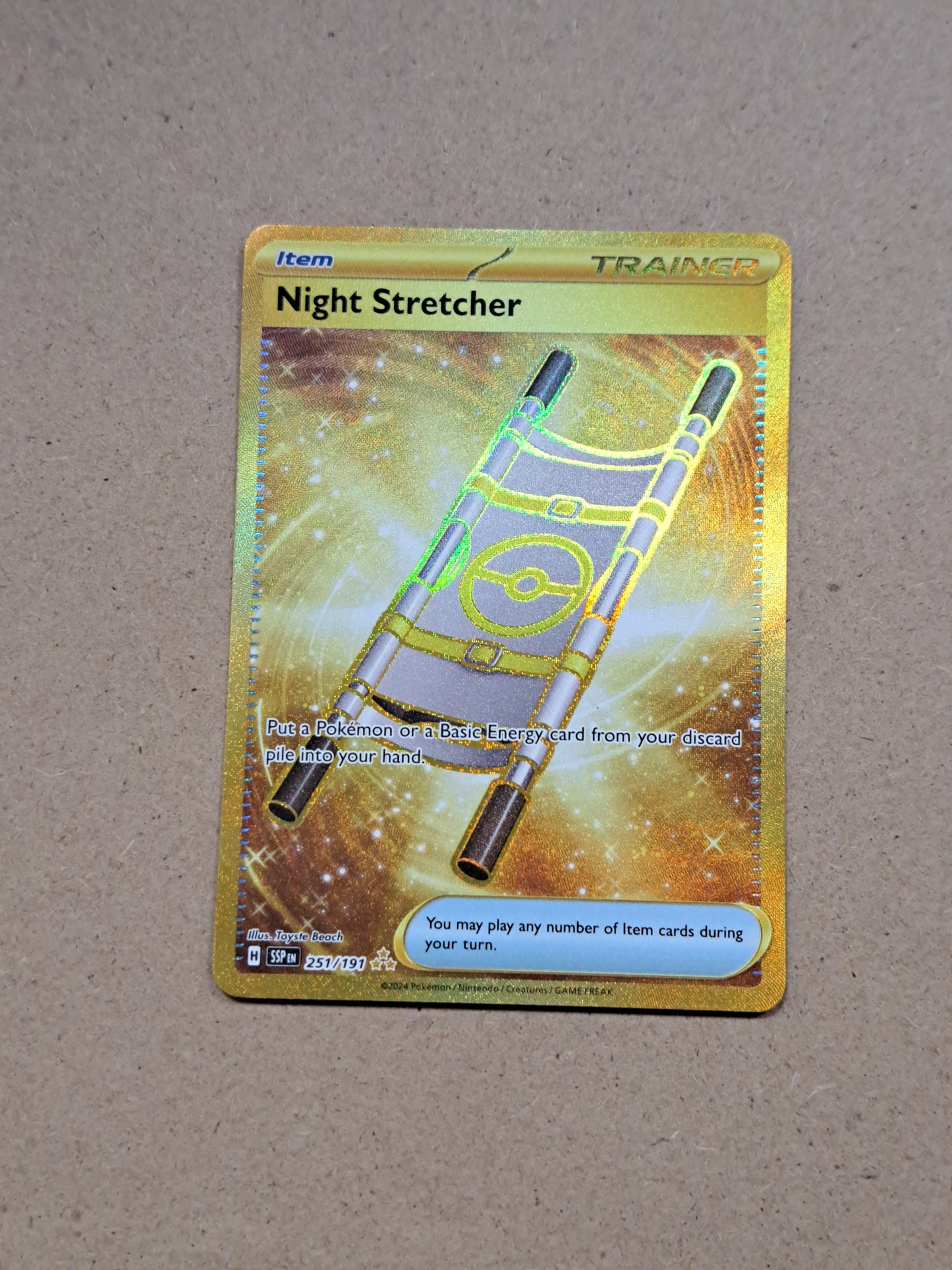 Night Stretcher 251/192 Secret Gold Item SSP Pokemon Trainer Card Tcg