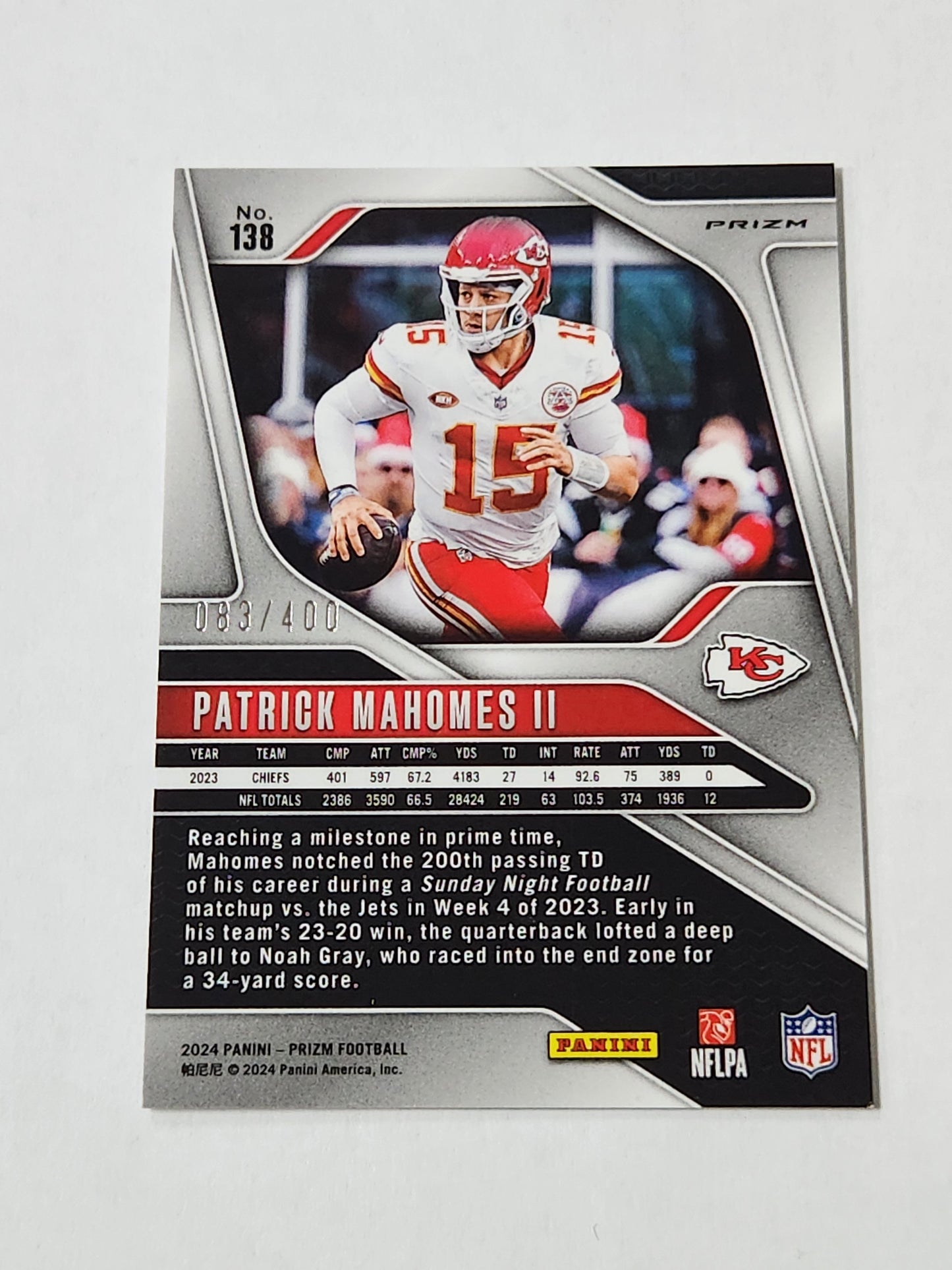 2024 Prizm Patrick Mahomes Pandora /400 No. 138