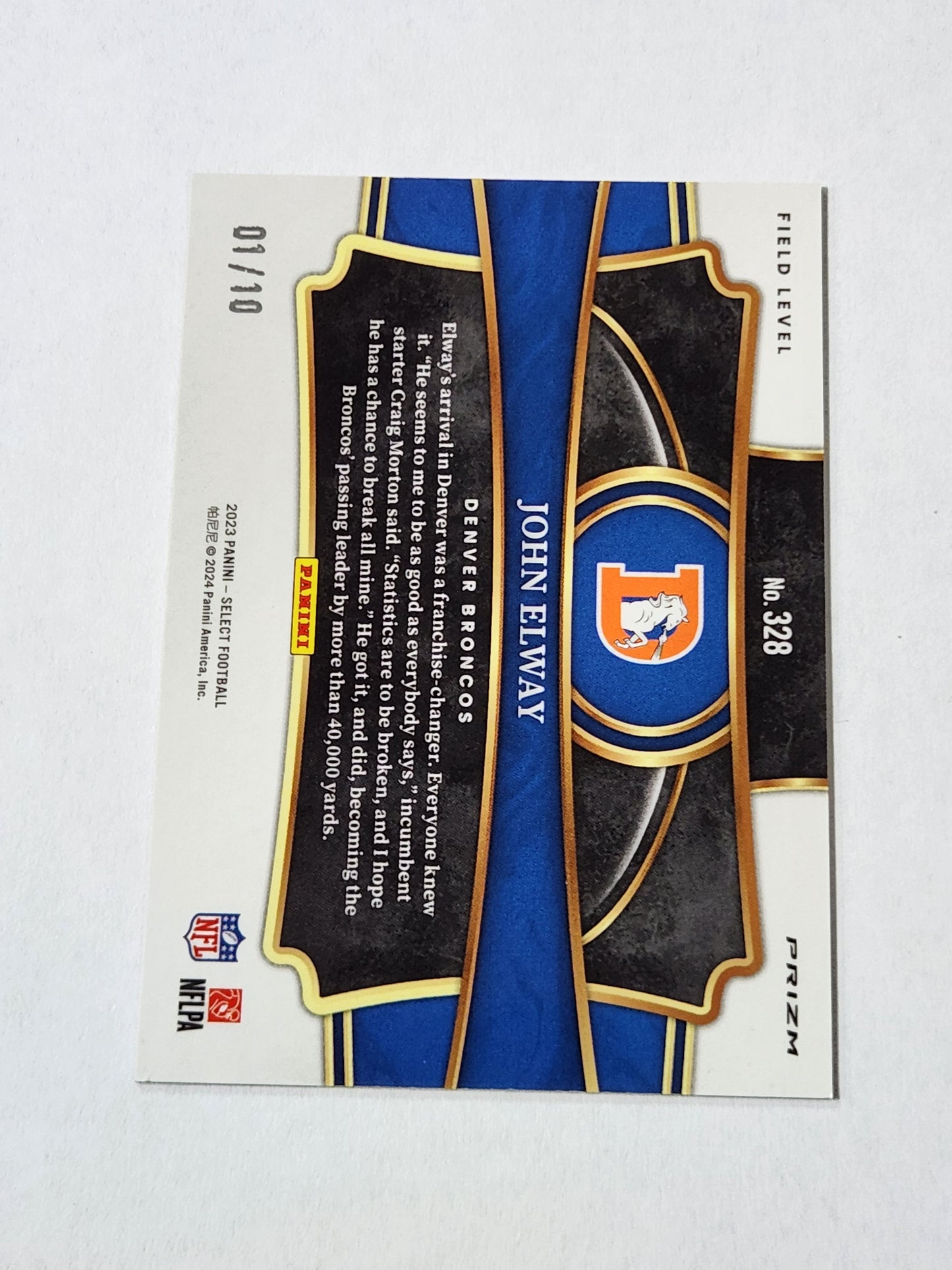 2023 Select John Elway Field Level Gold 1/10 No. 328 SSP