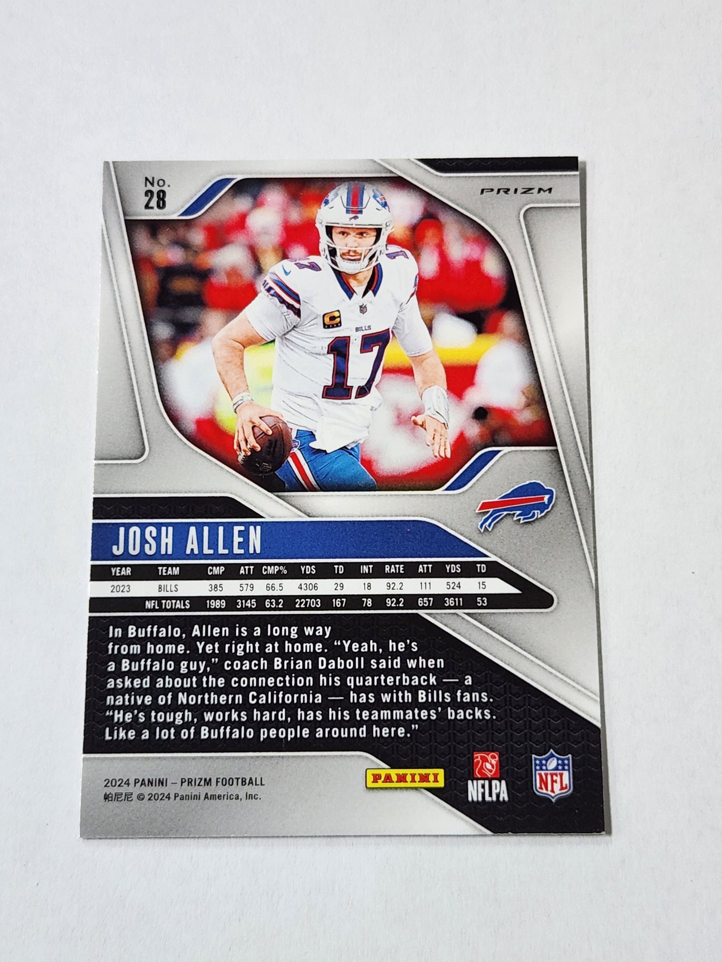 2024 Panini Prizm Josh Allen Checkerboard No. 28 SP MVP