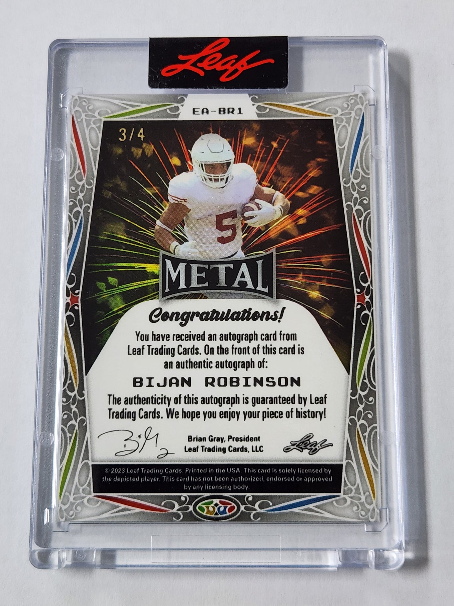 2023 Leaf Metal Ebay Bijan Robinson Rookie auto 3/4 EA-BR1