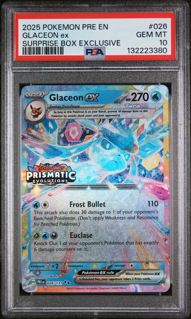 2025 Pokemon Prismatic Suprise Box Exclusive Glaceon ex PSA 10