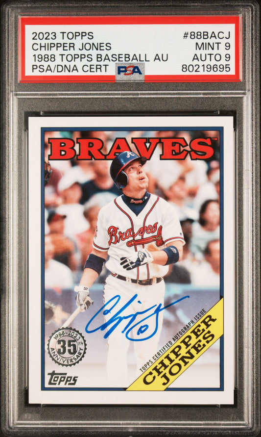 2023 Topps 1988 Topps Baseball Autographs #88BACJ Chipper Jones Baseball Au PSA 9