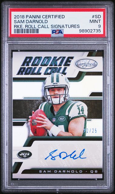 2018 Panini Certified Sam Darnold Rookie Roll Call Auto #/25 PSA 9
