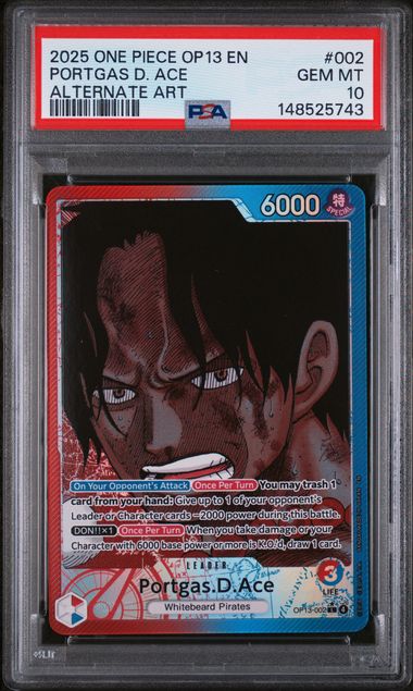 2025 One Piece OP13 Portgas D. Ace Alternate Art PSA 10