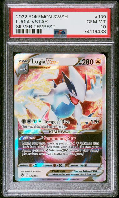 2022 Pokemon Sword and Shield Silver Tempest Lugia Vstar PSA 10