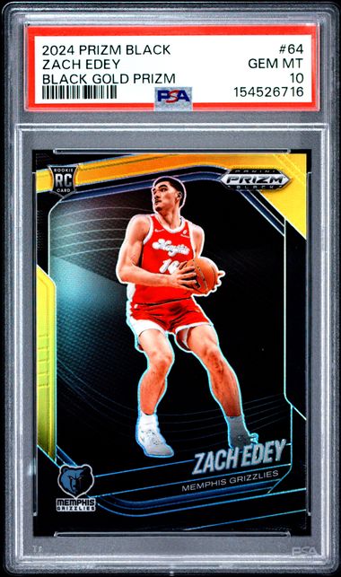 2024 Prizm Black Zach Edey Black Gold Prizm Rookie #2/5 PSA 10