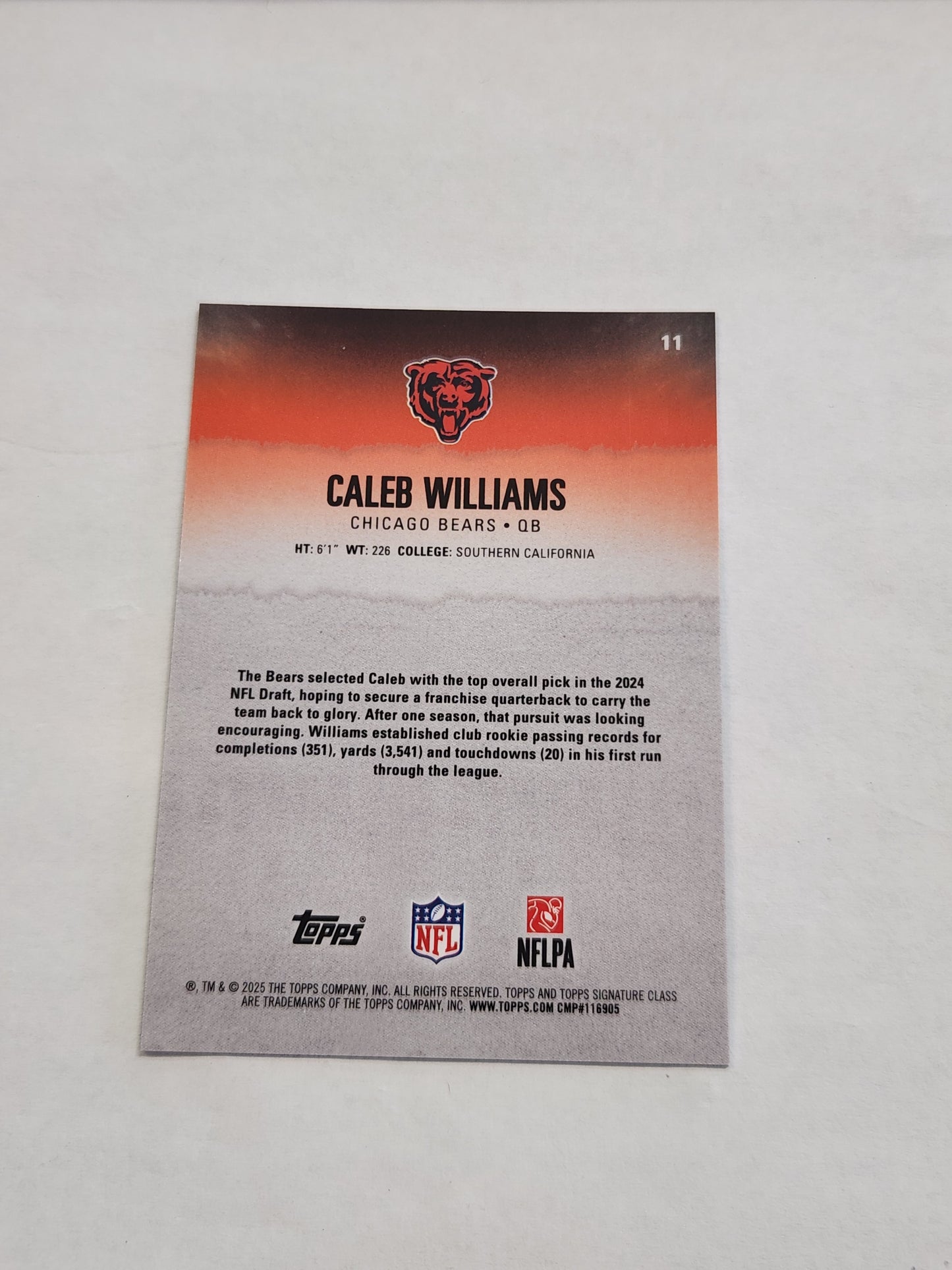 2025 Topps Signature Class Caleb Williams Lime Green Refractor #/175
