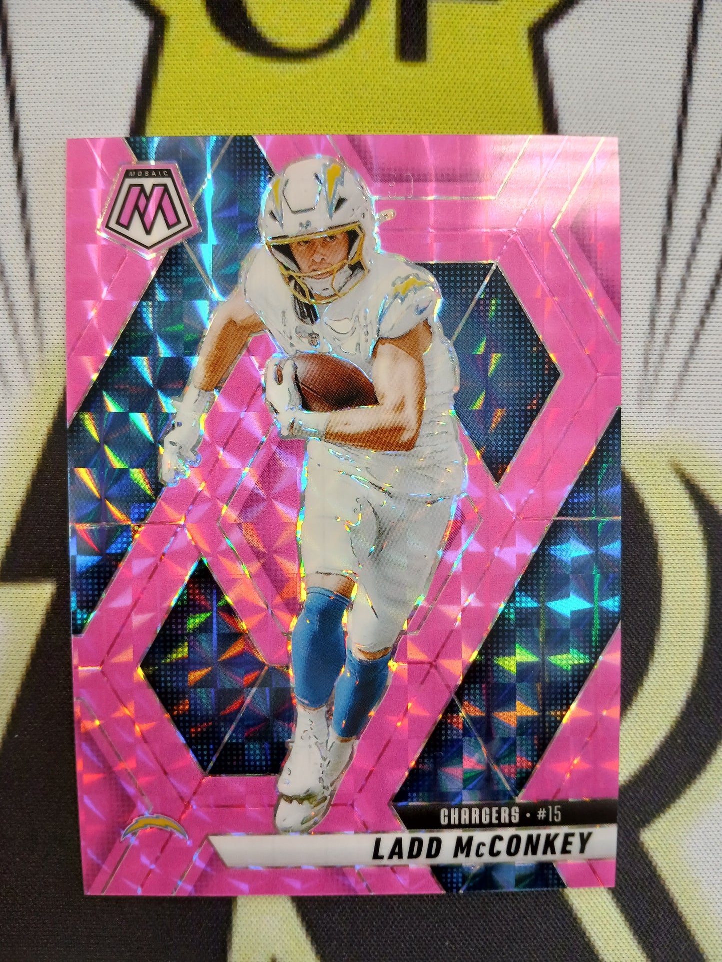 2025 Mosaic Ladd McConkey Pink Mosaic #/10 No. 15