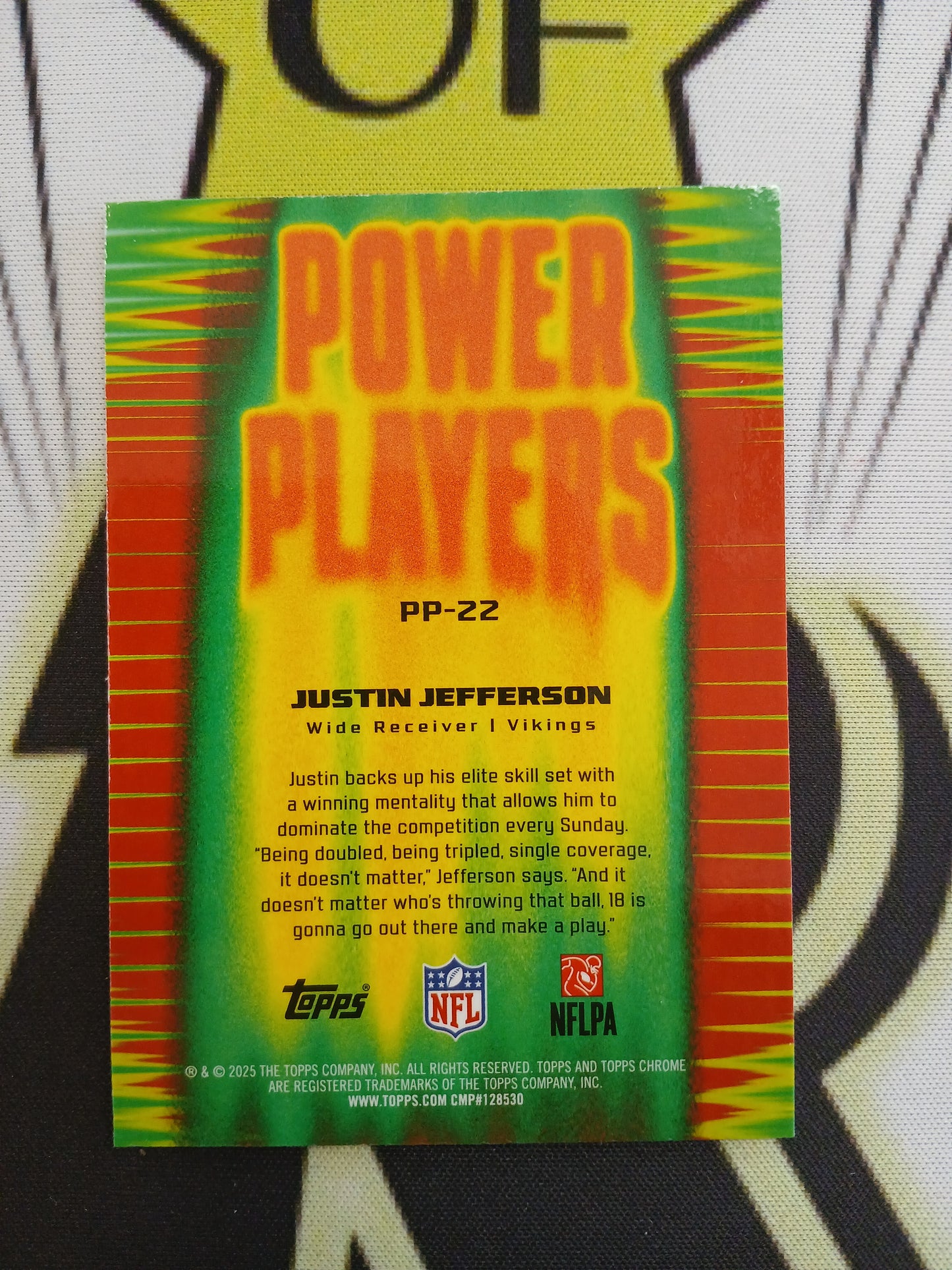 2025 Topps Chrome Justin Jefferson Power Players Blue Refractor #/150