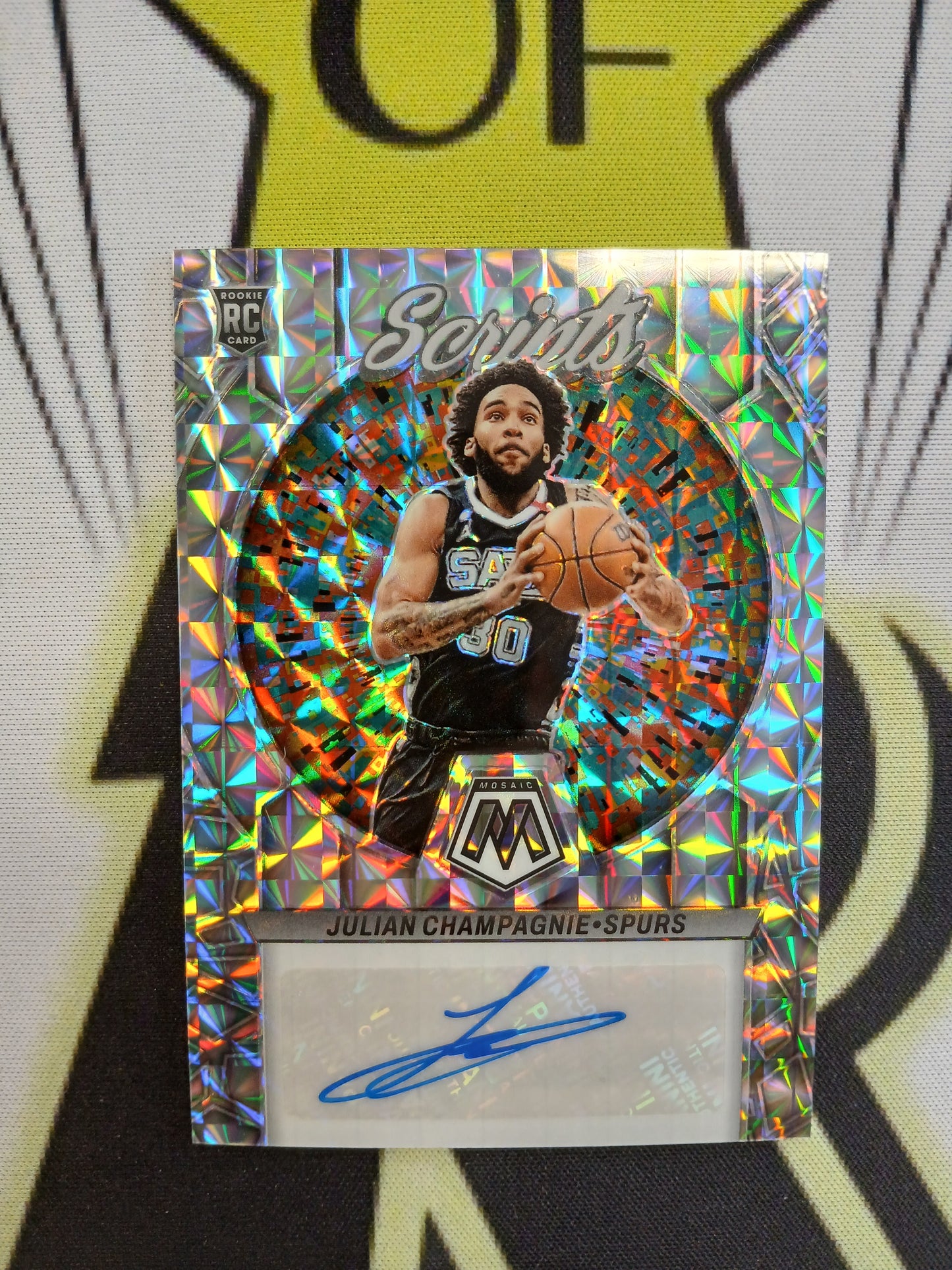 2022 Mosaic Julian Champagnie Scripts Rookie Auto Silver Mosaic Prizm