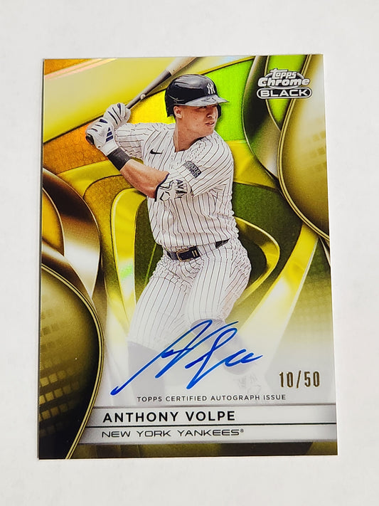 2025 Topps Chrome Black Anthony Volpe On Card Auto Gold #/50