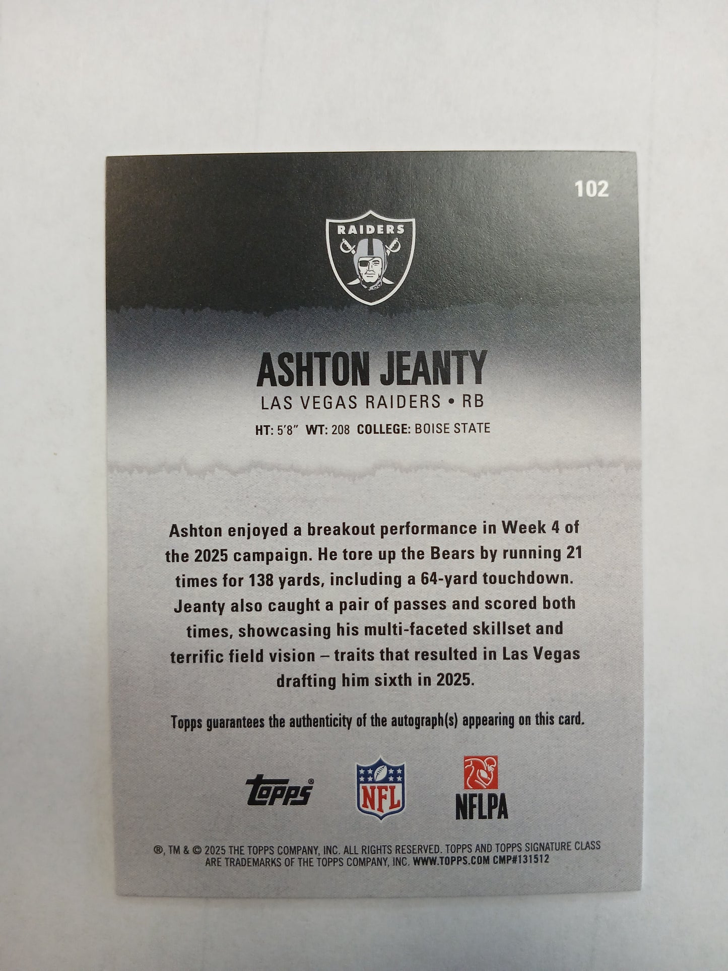 2025 Topps Signature Class Ashton Jeanty Orange Wave Rookie Auto #/50