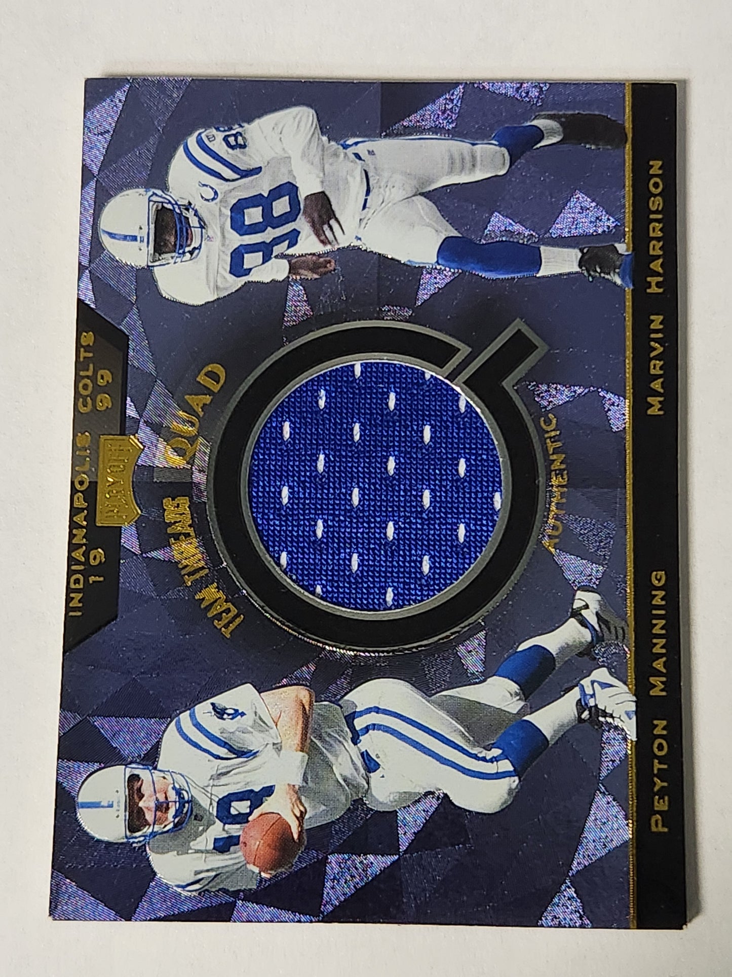 1999 Playoff Peyton Manning Marvin Harrison Edgerrin James Jerome Pathon Team Threads Quad Authentic Jersey