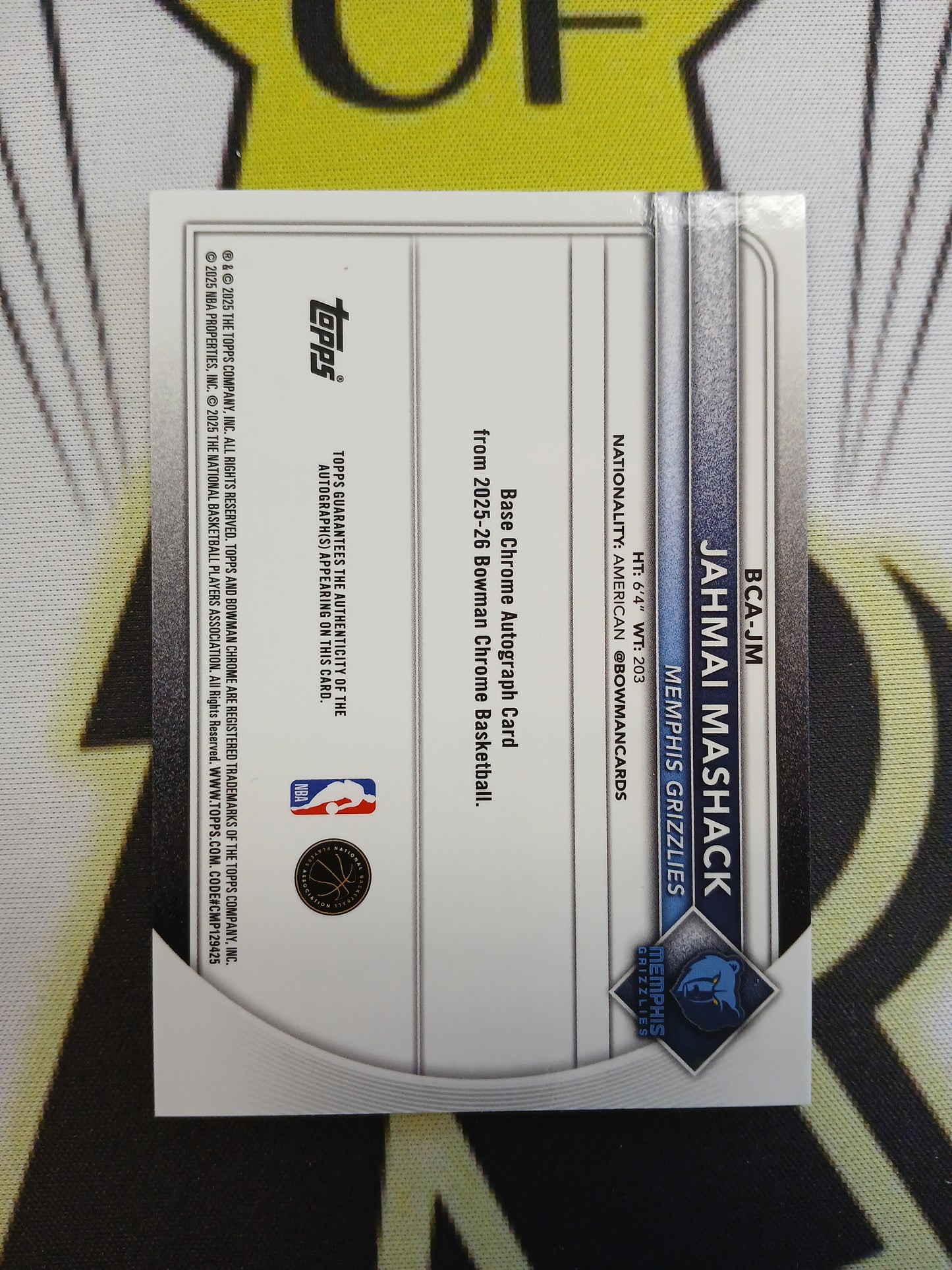 2025 Bowman Chrome Jahmai Mashack Orange Reptilian Refractor Rookie Auto #/25