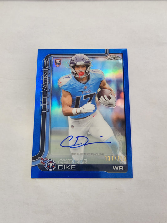 2025 Topps Chrome Chimere Dike Blue Refractor Rookie Auto #/150 Color Match