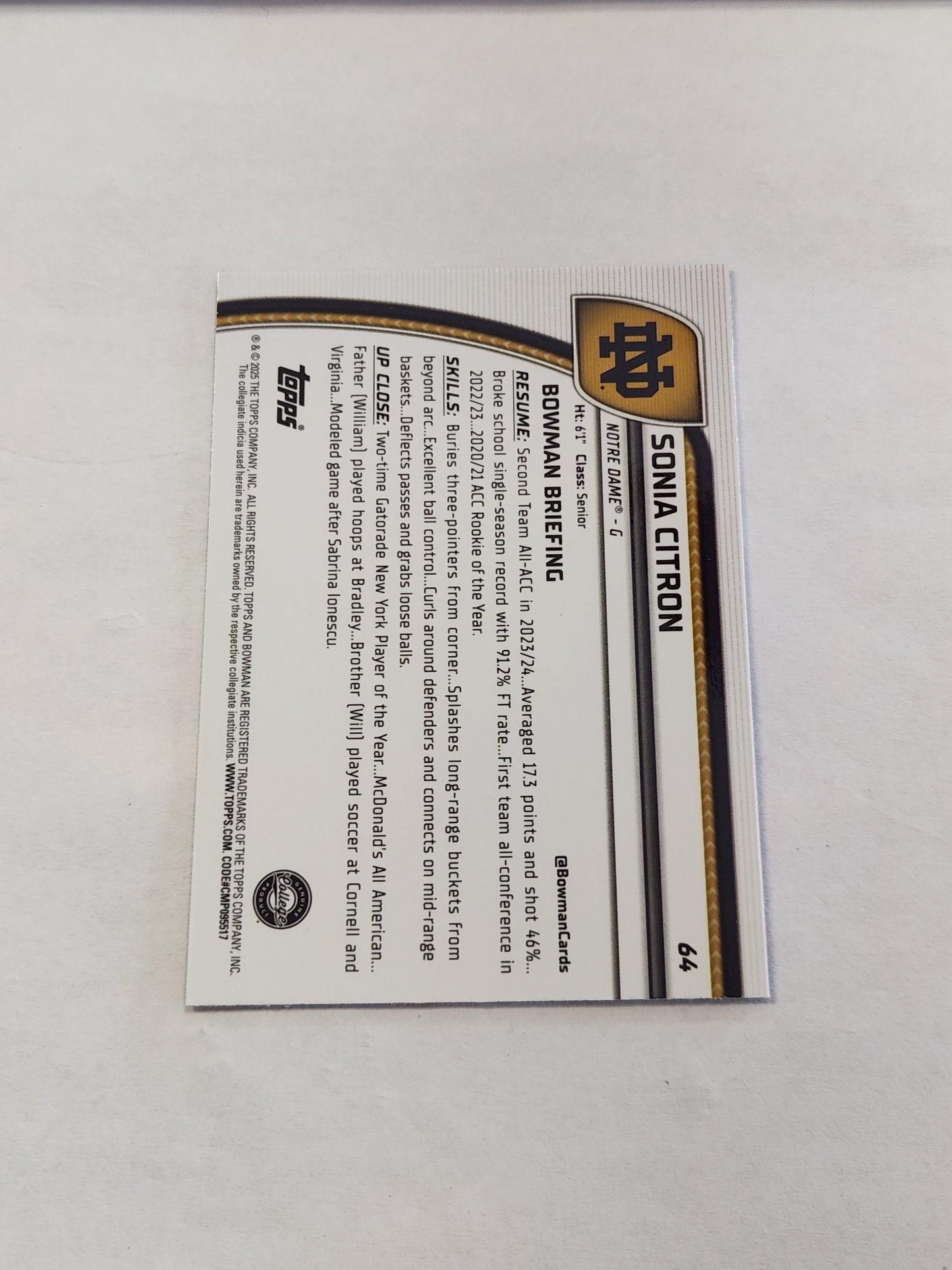 2025 Bowman Chrome U Sonia Citron 1st Bowman Green Reptilian Refractor #/75