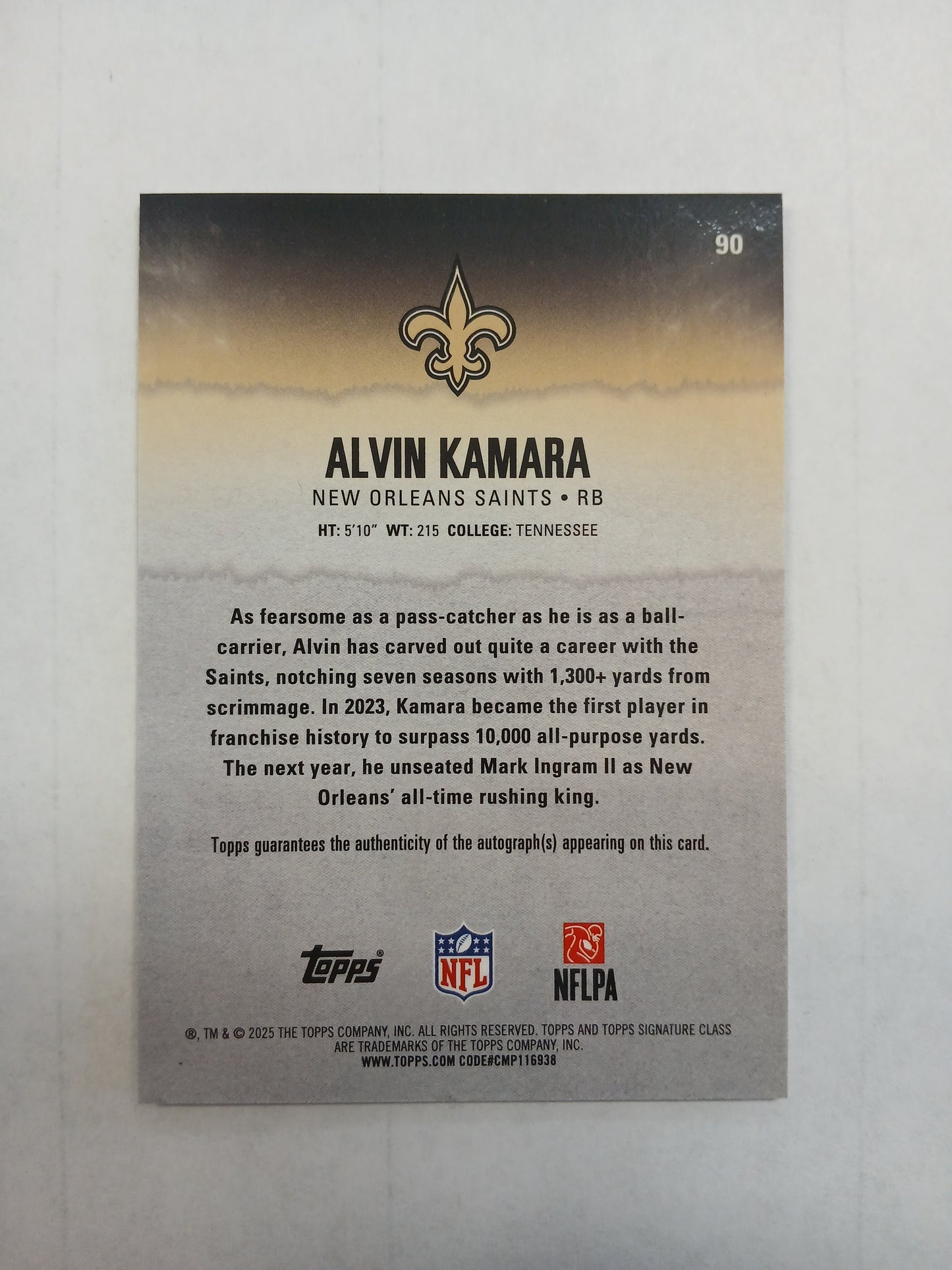 2025 Topps Signature Class Alvin Kamara Red Wave refractor On Card Auto #/25